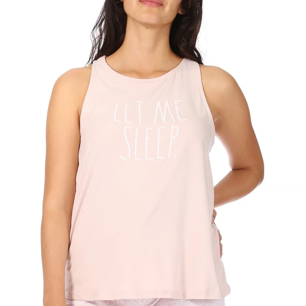 Rae Dunn 'Let Me Sleep' Dusty Pink Pajama Tank Top